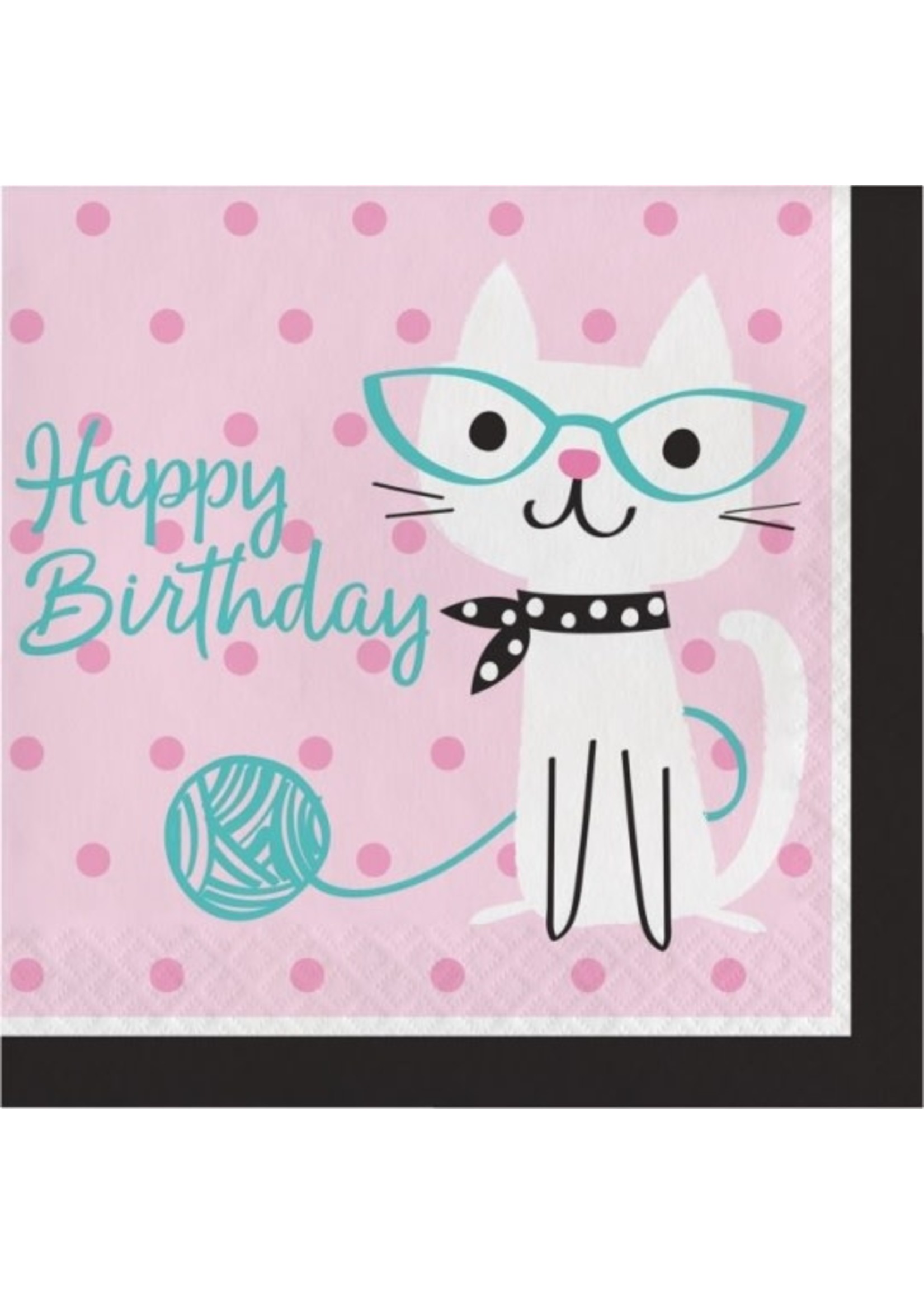 Creative Converting Purr-Fect Kitty Birthday Lunch Napkins - 16ct
