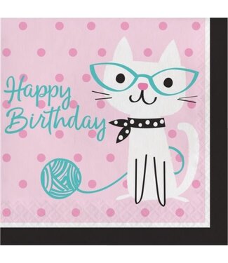 Creative Converting Purr-Fect Kitty Birthday Lunch Napkins - 16ct