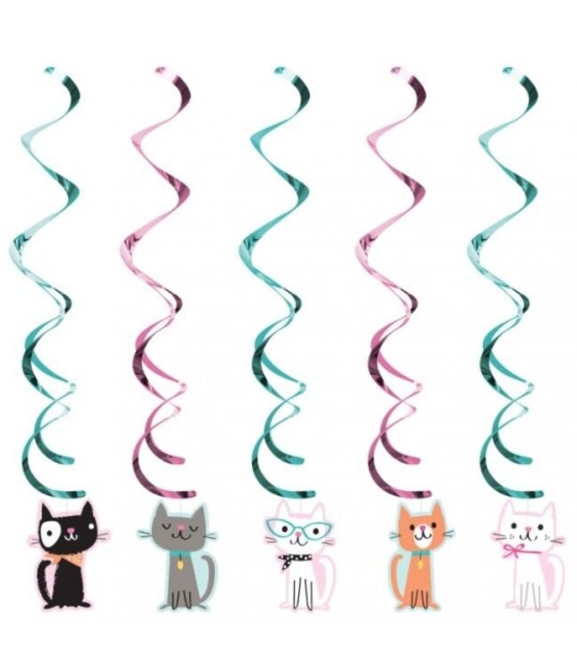 Creative Converting Purr-Fect Kitty Spiral Decorations - 5ct