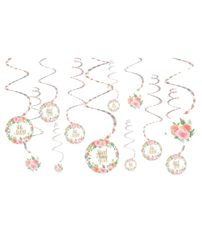 Floral Baby Spiral Decorations - 12ct
