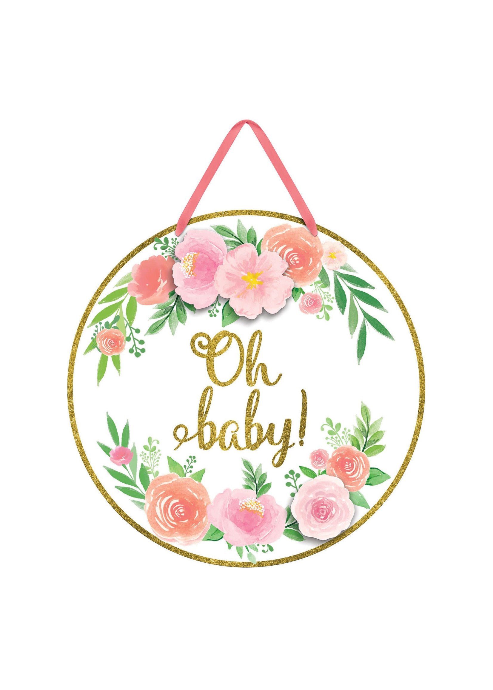 Floral Baby Hanging Sign