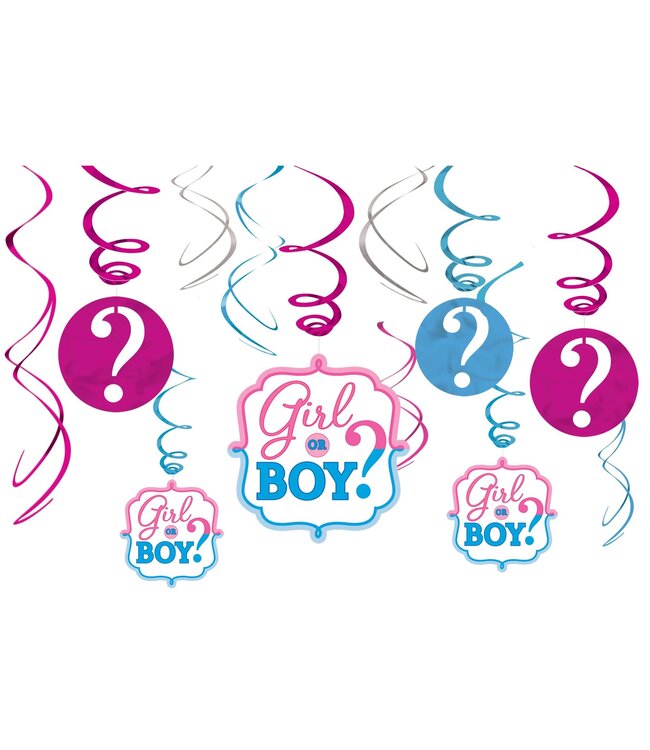 Girl or Boy? Swirl Decorations - 12ct