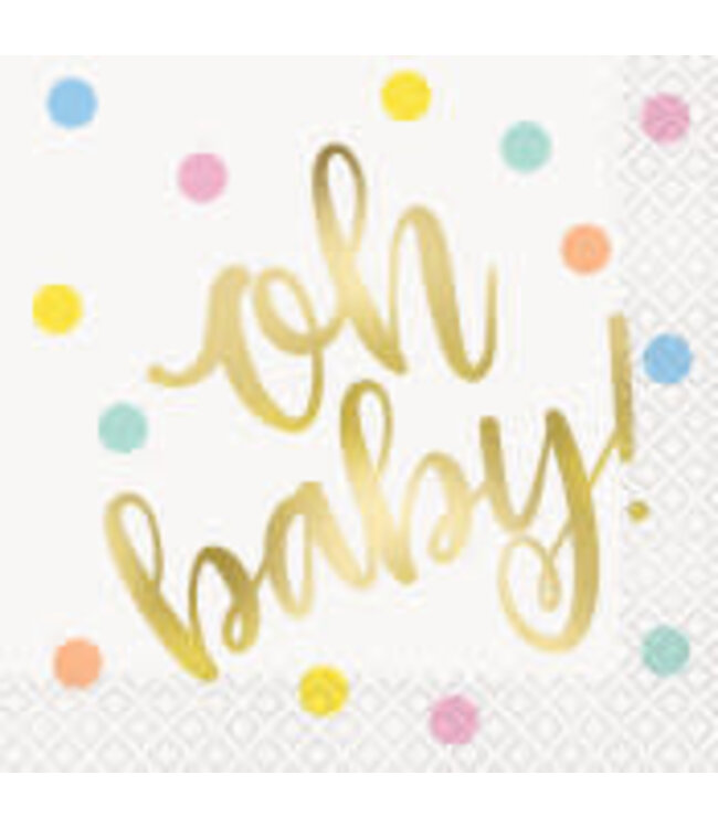 UNIQUE INDUSTRIES INC Oh Baby Beverage Napkins - 16ct