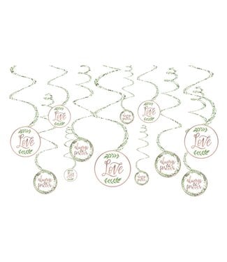 Love and Leaves Spiral Decorations - 12ct
