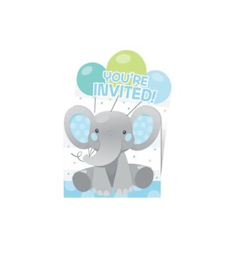 Creative Converting Enchanting Elephant Boy Invitations - 8ct