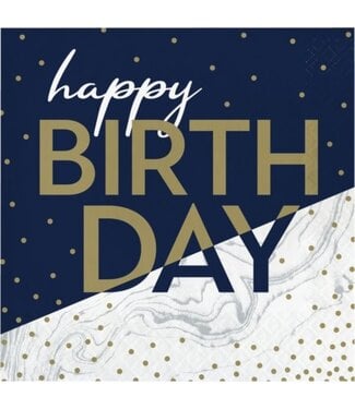 Creative Converting Navy & Gold Birthday Lunch Napkins - 16ct