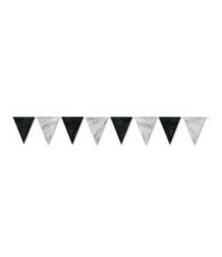 BEISTLE Black & Silver Pennant Banner