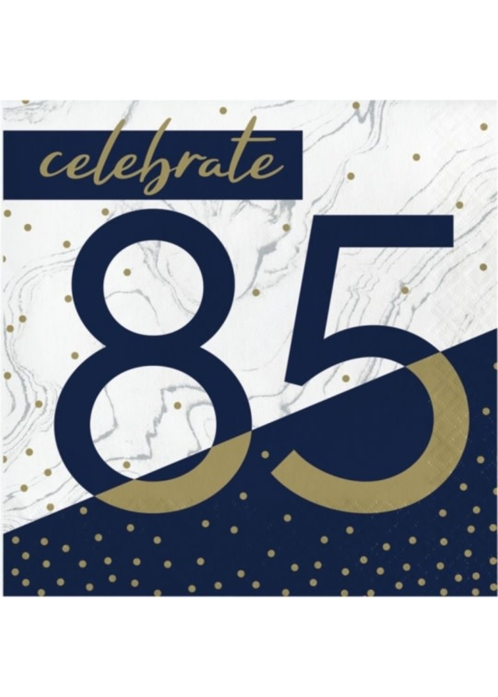 Creative Converting Navy & Gold 85th Birthday Lunch Napkins - 16ct