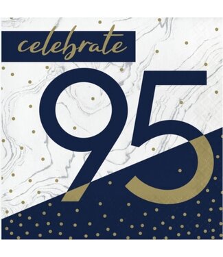 Creative Converting Navy & Gold 95th Birthday Lunch Napkins - 16ct