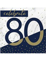 Creative Converting Navy & Gold Birthday 80th Birthday Lunch Napkins - 16ct