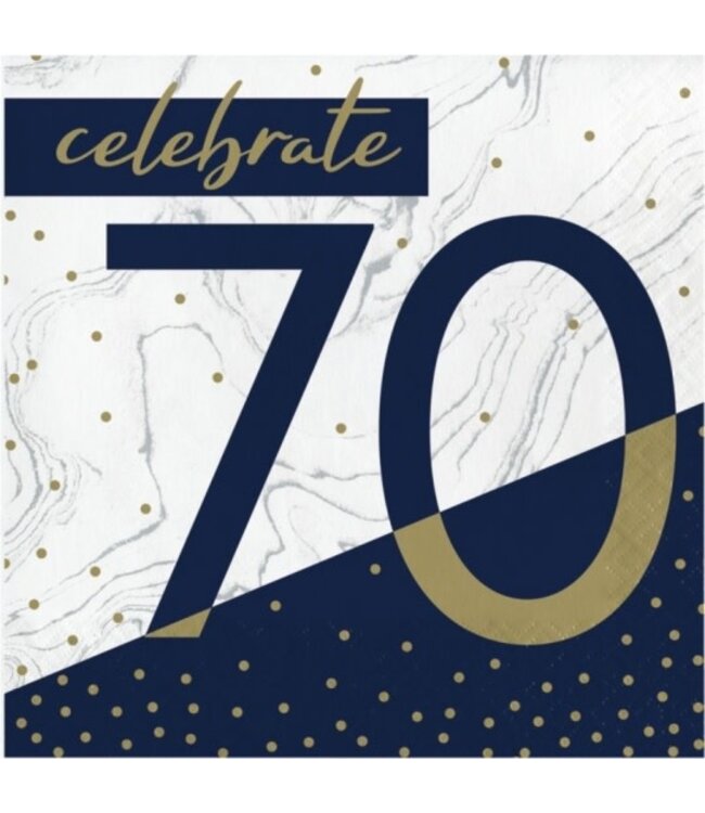 Creative Converting Navy & Gold 70th Birthday Lunch Napkins - 16ct