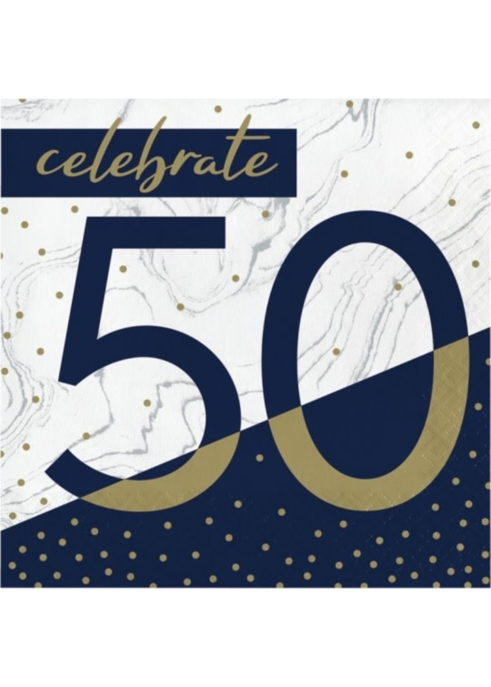 Creative Converting Navy & Gold 50th Birthday Lunch Napkins - 16ct