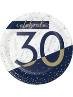 Creative Converting Navy & Gold 30th Birthday Dessert Plates - 8ct