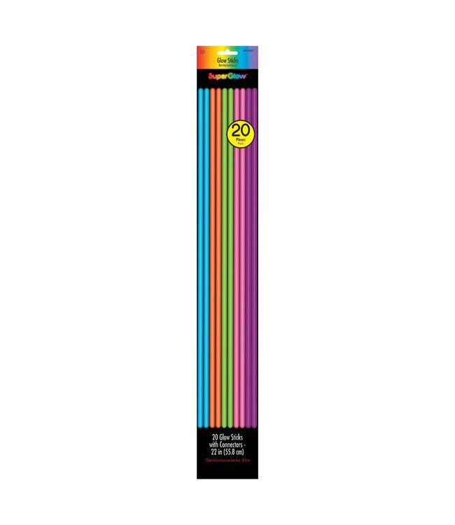 Multi Color 22" Glow Sticks - 20ct