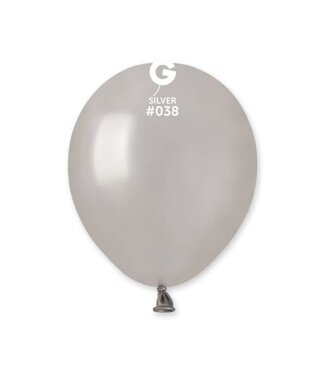 GEMAR Metallic Silver #038 Latex Balloons, 5in, 100ct