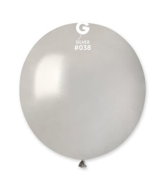 GEMAR Metallic Silver #038 Latex Balloons, 19in, 25ct
