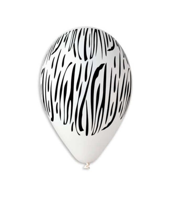 GEMAR Zebra Print Latex Balloons, 12in, 50ct