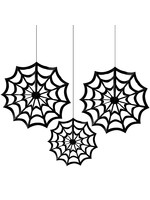 Spider Web Fan Decorations - 3ct