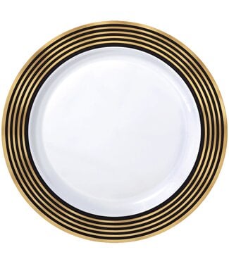 AMSCAN Premium 10 1/4" Hot-Stamped Plastic Plate Gold Stripe - 20ct