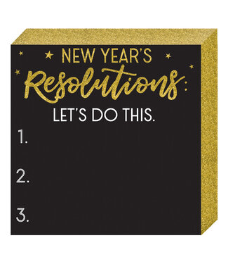 New Year's Resolutions Square Chalkboard Standing Plaque