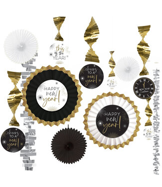 AMSCAN Black, Silver, Gold New Years Paper and Foil Decorating Kit