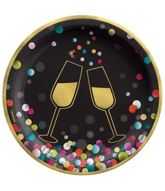 Amscan Colorful Confetti 6 3/4" Round Plates - 20ct
