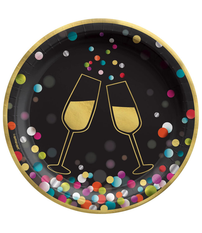 Amscan Colorful Confetti 6 3/4" Round Plates - 20ct