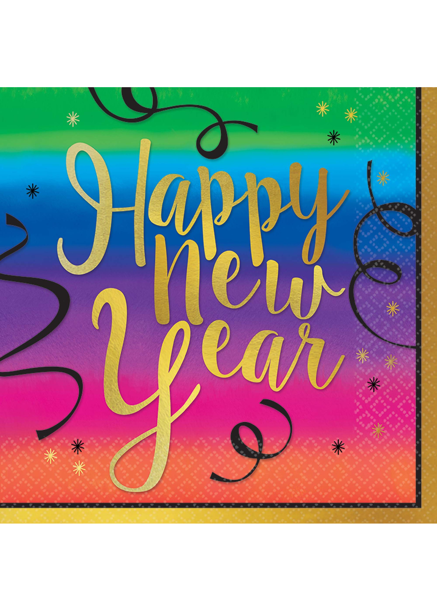 Colorful New Year Luncheon Napkins - 36ct