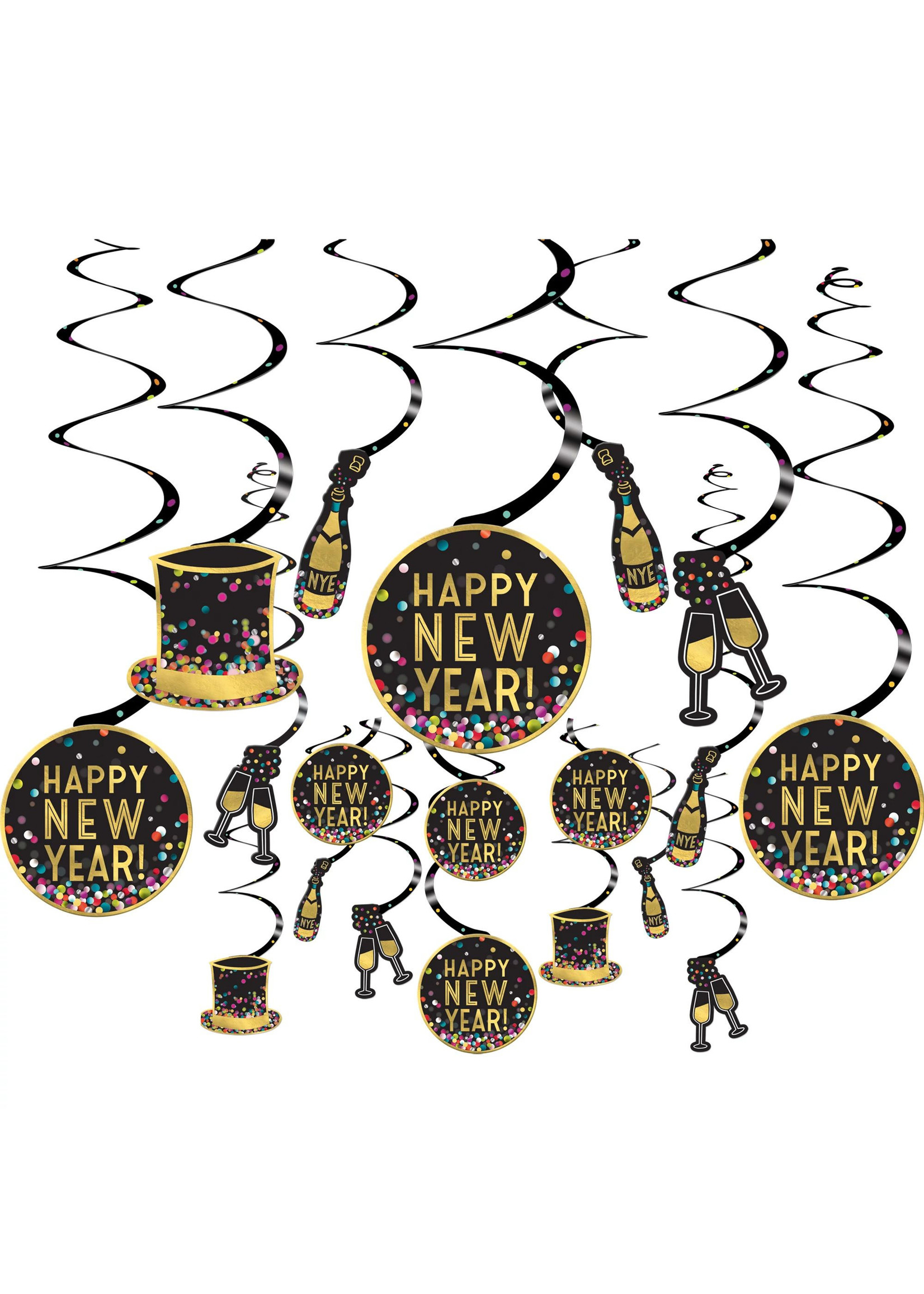 New Years Swirls - Colorful Confetti - 30ct