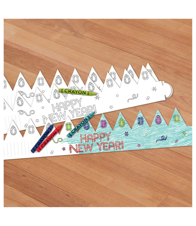 New Year's Eve Coloring Paper Crowns - 8ct