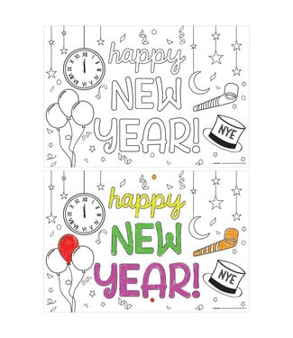 AMSCAN New Years Coloring Paper Placemats - 24ct