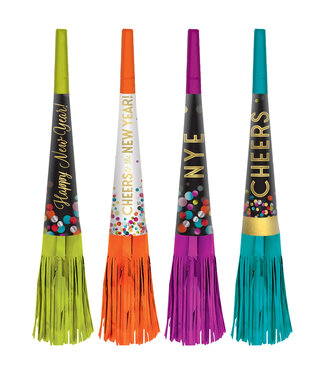 AMSCAN New Years Fringe Horns Multi-Pack Colorful - 8ct
