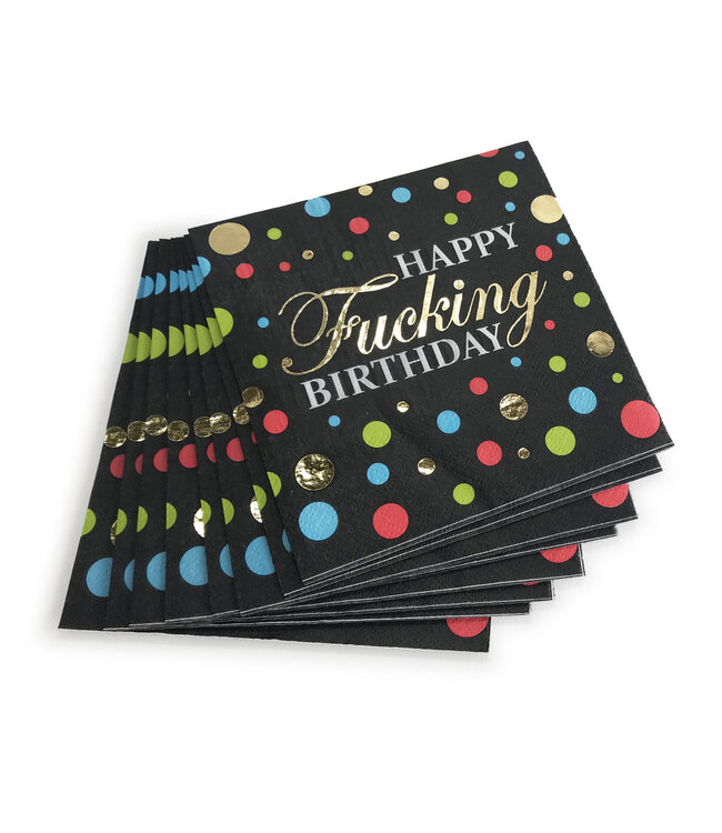 LITTLE GENIE Happy Fucking Birthday Cocktail Napkins - 8ct