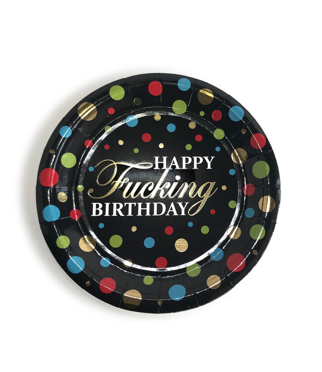 LITTLE GENIE Happy Fucking Birthday Plates - 8ct