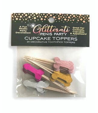 LITTLE GENIE Glitterati Penis Party Cupcake Toppers - 24ct