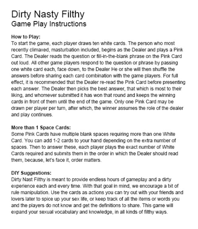 LITTLE GENIE Dirty Nasty Filthy Game