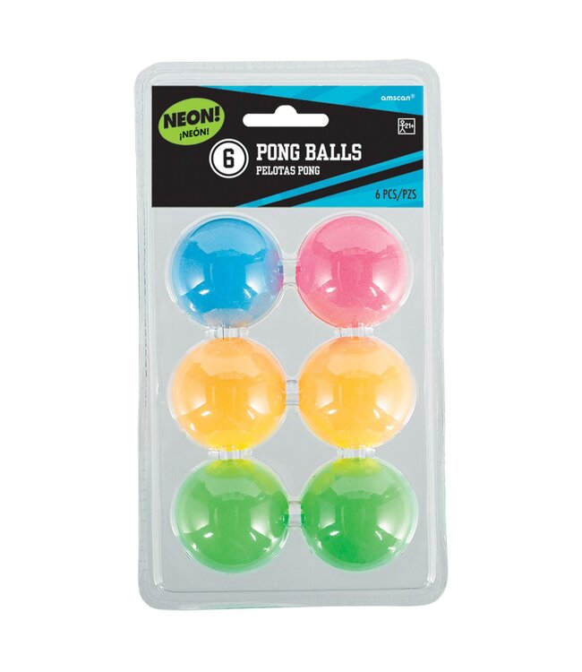 Neon Ping Pong Balls - 6ct