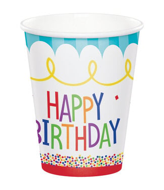 Cake Birthday 8oz Cups - 8ct