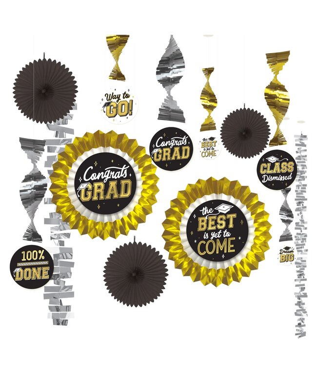 AMSCAN Black, Gold and Silver Grad Decorating Kit