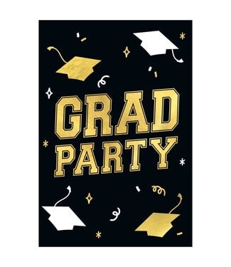Black and Gold Grad Party Invitations