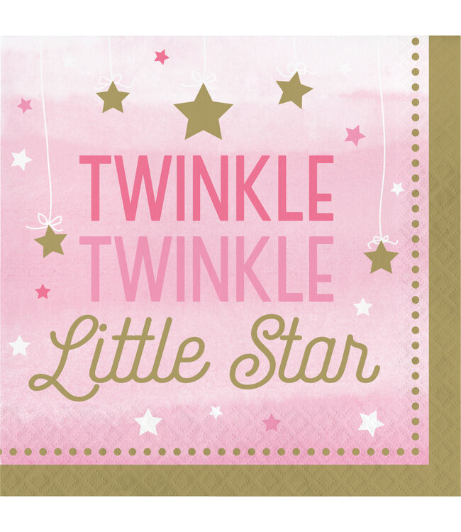 Creative Converting One Little Star Girl Lunch Napkins - 16ct