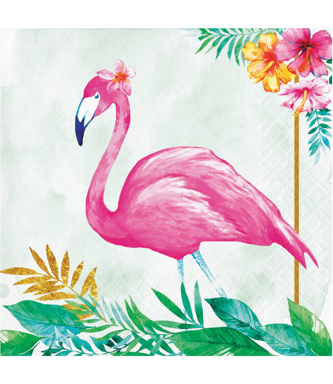 Flamingo Floral Beverage Napkins - 16ct