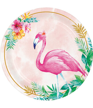 Flamingo Floral Dessert Plates - 8ct