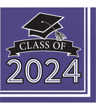 Creative Converting Class of 2024 Lunch Napkins Purple - 36ct