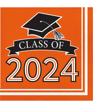 Creative Converting Class of 2024 Lunch Napkins Orange - 36ct