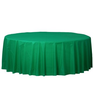 84" Round Plastic Table Cover - Festive Green