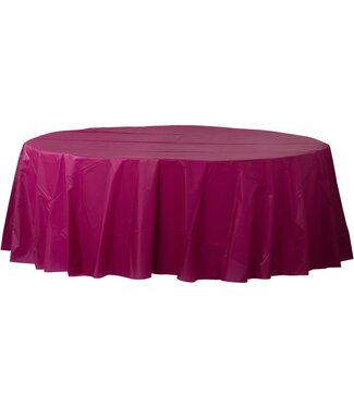 84" Round Plastic Table Cover - Berry