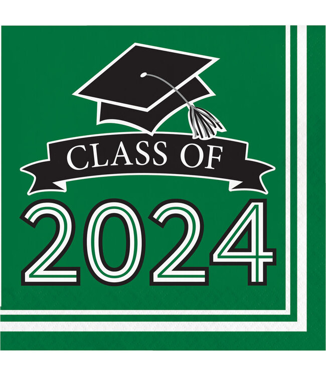 Creative Converting Class of 2024 Lunch Napkins Green - 36ct