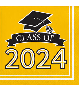 Creative Converting Class of 2024 Lunch Napkins Yellow - 36ct