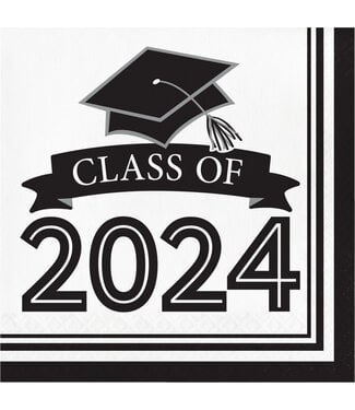 Creative Converting Class of 2024 Lunch Napkins White - 36ct